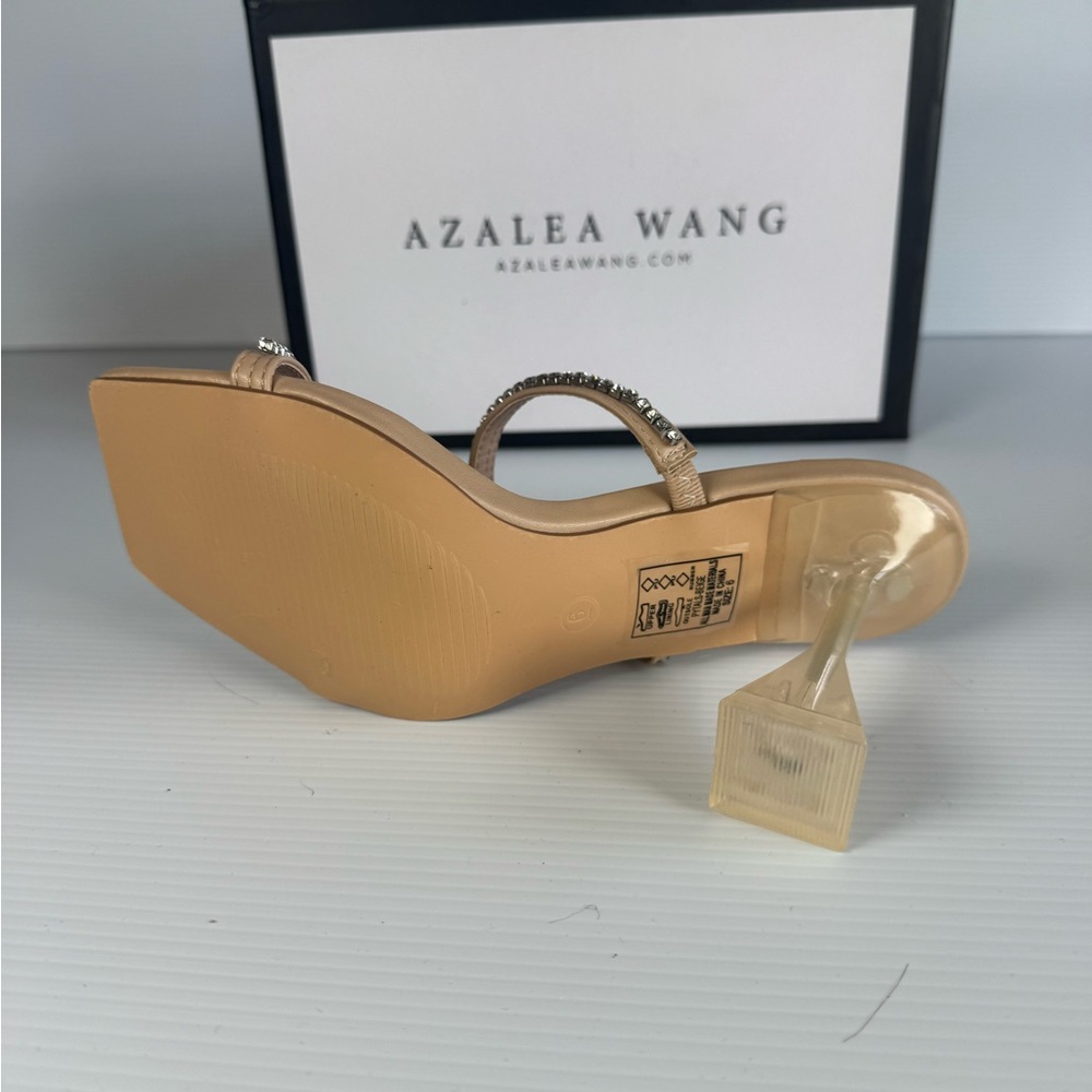 NWT Azalea Wang PYTALS Beige Rhinestone Mule Heels MULTI SIZES Sq Toe Sandals - Picture 5 of 6